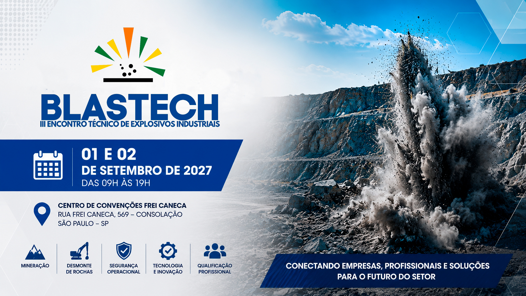 Blastech 2027 encontro técnico de explosivos industriais em São Paulo